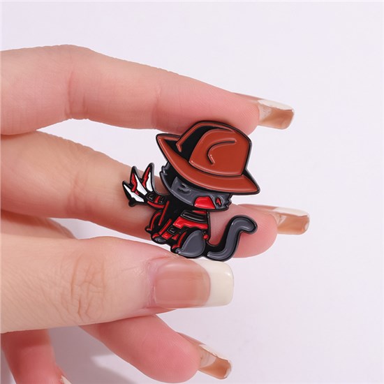 Cartoon Terrorist Killer Cat Enamel Pin Brooch Badge