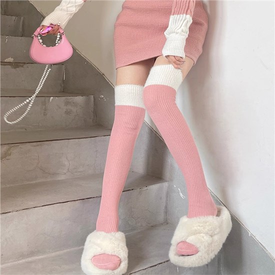 Womens Pink Long Boot Stockings Over Knee Thigh Sock