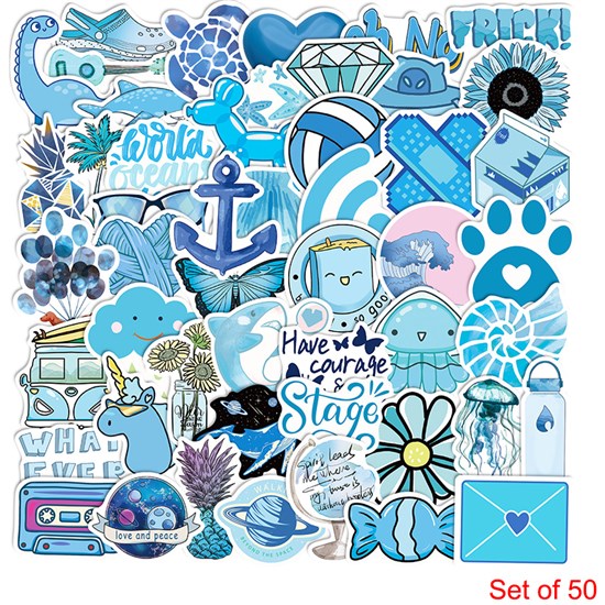 Funny Cute Blue Style Stickers Waterproof Vinyl Laptop Phone Water Bottle Stickers