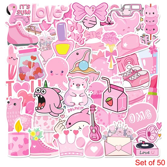 Funny Cute Pink Style Stickers Waterproof Vinyl Laptop Phone Water Bottle Stickers