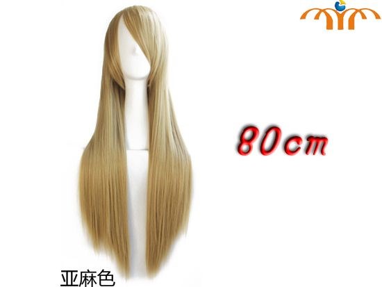 Anime 80cm Flaxen Straight Wig Cosplay