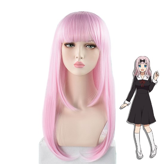 Anime Girl Fujiwara Chika Pink Wig Cosplay