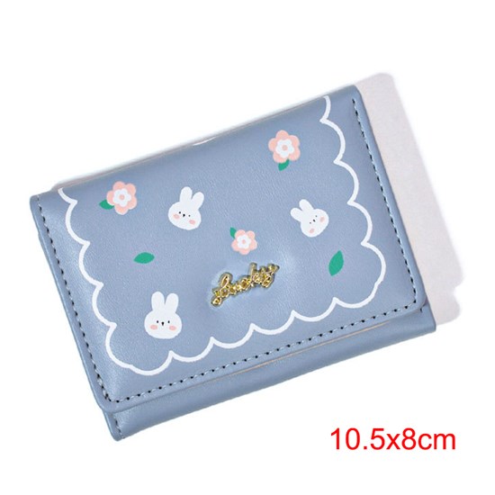 Cute Rabbit Pattern PU Blue Wallet
