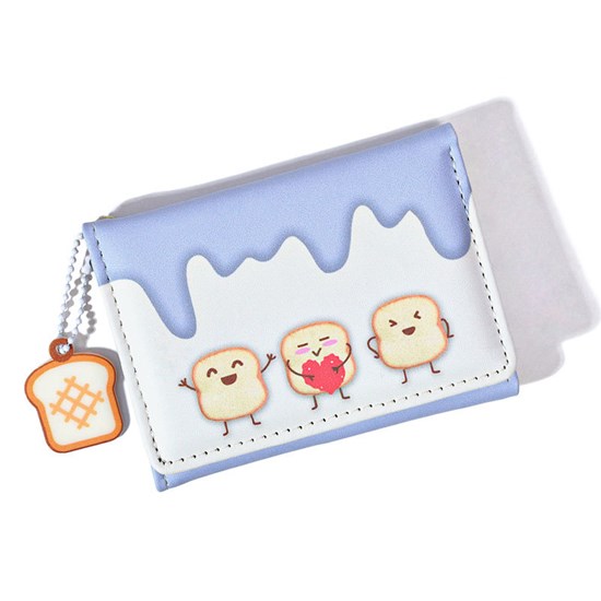 Cute Toast Blue PU Wallet