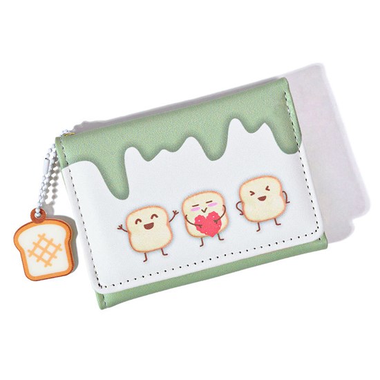 Cute Toast Green PU Wallet