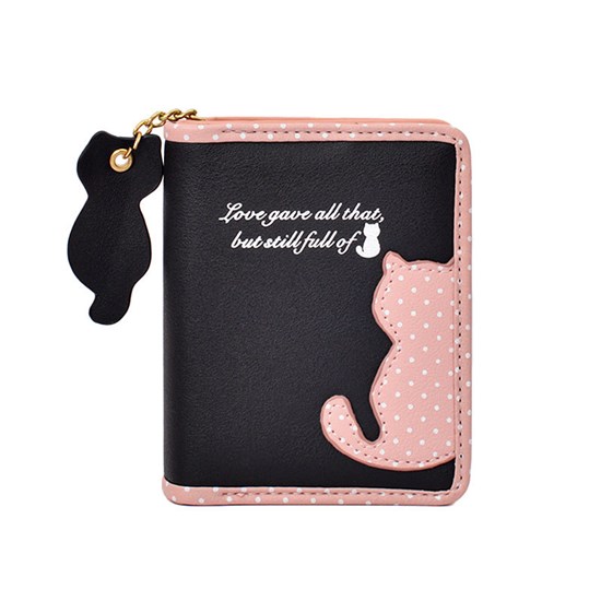Cute Black Cat PU Wallet Coin Purse for Women Girls