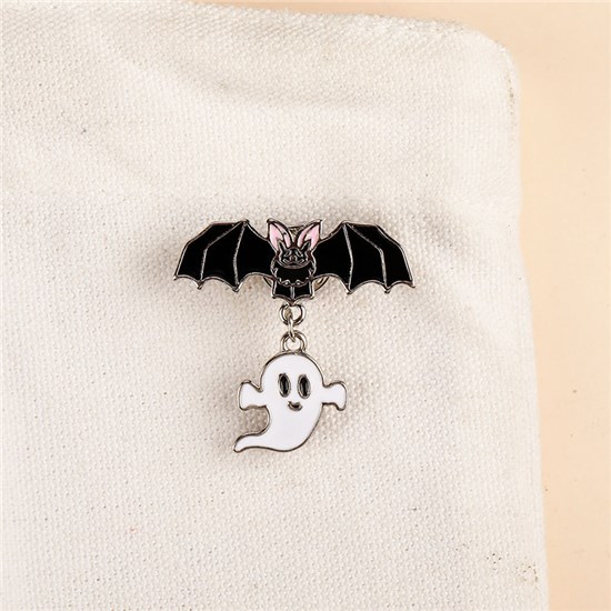 Halloween Cartoon Bat Ghost Enamel Pin Brooch Badge
