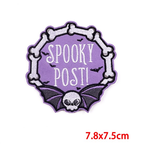 Halloween Bat Bone Cartoon Hole Embroidered Badge Patch, Bag and Clothing Decoration DIY Holiday Costume
