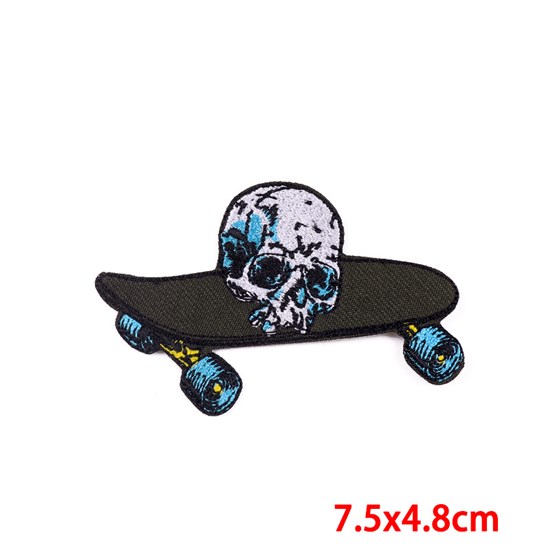 Halloween Skeleton Skateboard Embroidered Badge Patch, Bag and Clothing Decoration DIY Holiday Costume