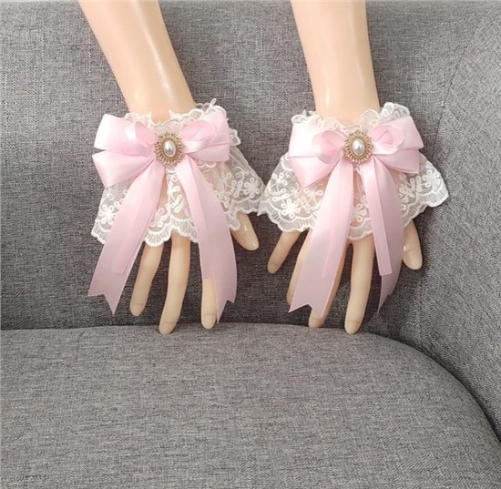 Gothic Lolita Women's Bow Fingerless Short Lace Gloves