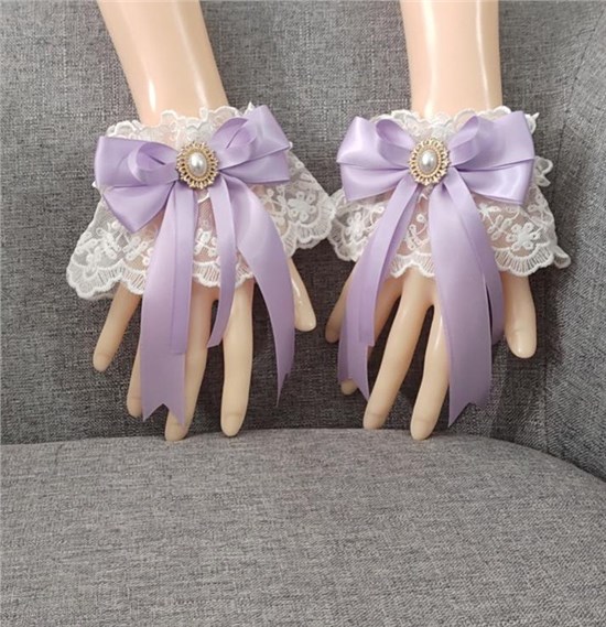 Gothic Lolita Women's Bow Fingerless Short Lace Gloves