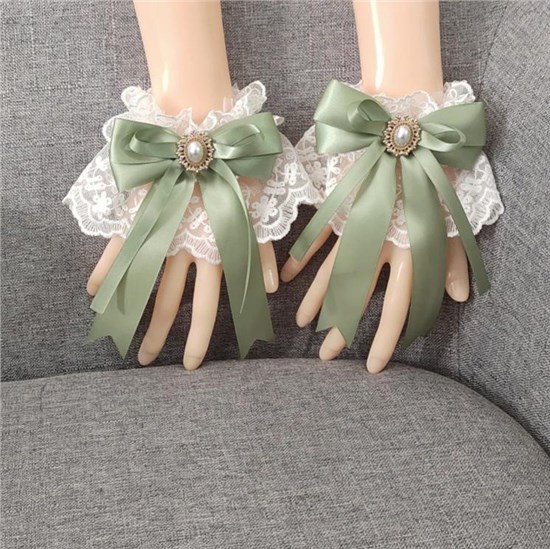Gothic Lolita Women's Bow Fingerless Short Lace Gloves