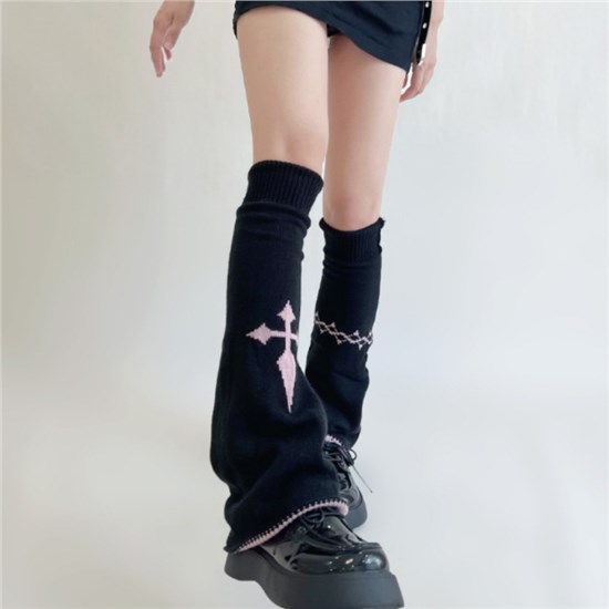 Girls Leg Warmer Socks Japanese Students Kawaii Crochet Lolita Socks Knitted Cosplay Cartoon Warm Thigh High Socks