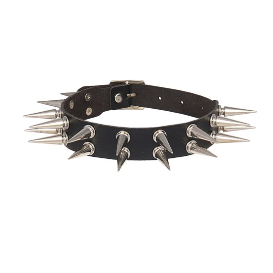 Gothic Lolita Punk PU Leather Bimetal Rivet Necklace Black Choker