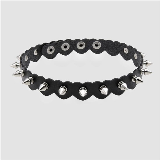 Gothic Lolita Punk PU Leather Rivet Necklace Black Choker