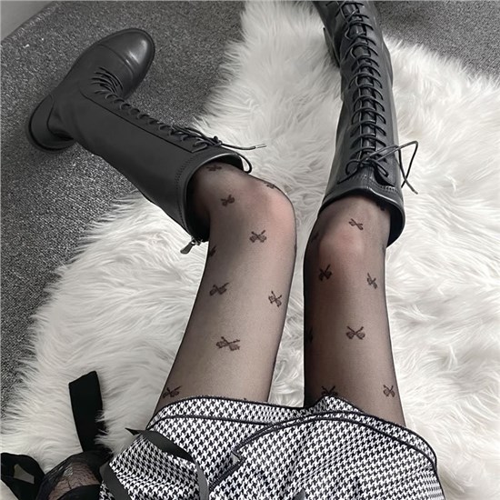 Lolita  Women's Sexy Lace Tights High Waist Control Top Footed Pantyhose Stockings