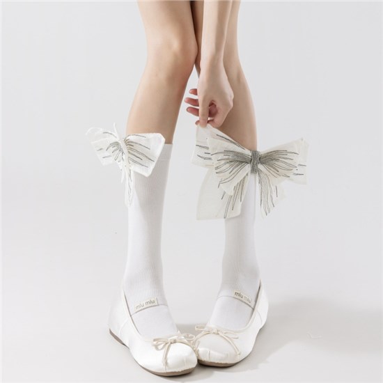 Lolita Gothic Bow White Socks