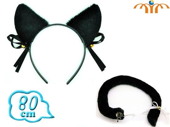 Anime Black Plush Ear And Tail Set