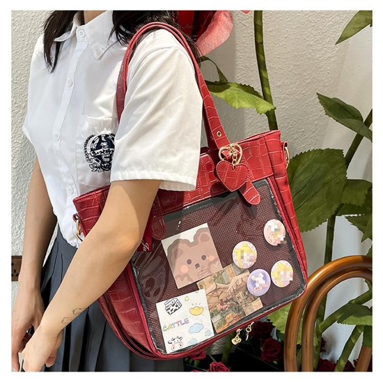 Lolita PU Itabag Clear Window Shoulder Bag Kawaii Anime Bag(No Pins)