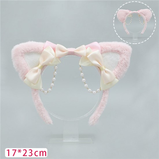 Pink Cat Ear Hair Clip Hair Hoop Headband Lolita Cosplay