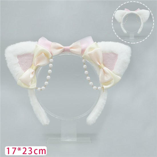 White Cat Ear Hair Clip Hair Hoop Headband Lolita Cosplay