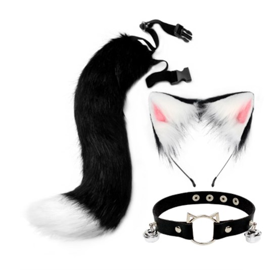 Cute Animal Ear Hair Clip Hair Hoop And Tail Necklace Set Lolita Cosplay