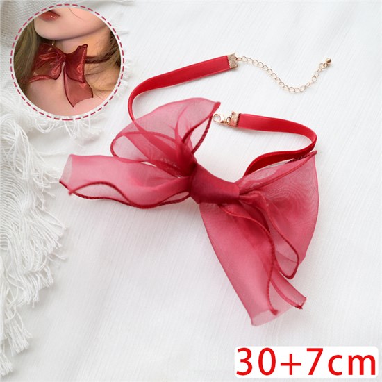 Lolita Red Lace Big Bow Choker Necklace