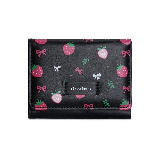 Cute Strawberry Sweet Girl Wallet with Card Holder Short Purse PU Leather Wallet
