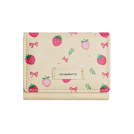 Cute Strawberry Sweet Girl Wallet with Card Holder Short Purse PU Leather Wallet