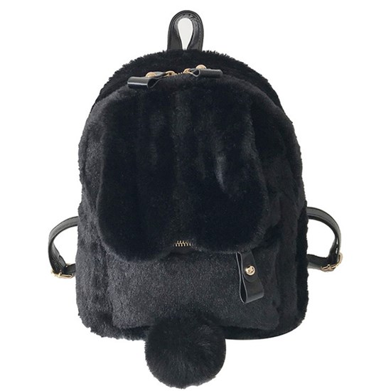 Cute Lolita Black Rabbit Backpack Plush Shoulder Bag