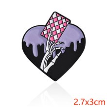 Gothic Style Skeleton Hand Heart Enamel Pin Brooch Badge