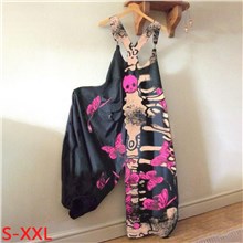 Gothic Butterfly Skull Wide Leg Loose Rompers Jumpsuit