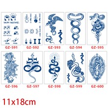 Gothic Flower Snake Cute Paw Temporary Tattoos Stickers Set