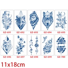 Gothic Flower Wolf Head Lion Temporary Tattoos Stickers Set
