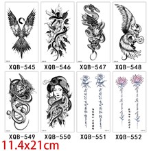 Gothic Flower Snake Eagle Arm Neck Temporary Tattoos Stickers Set