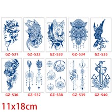 Gothic Flower Owl Body Temporary Tattoo Stickers Set