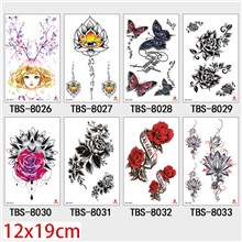 Gothic Flower Arm Body Temporary Tattoo Stickers Set