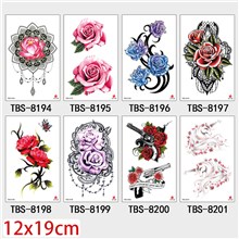 Gothic Flower Half Arm Sleeve Temporary Tattoo Stickers Set