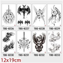 Gothic Flower Wing Half Arm Sleeve Temporary Tattoo Stickers Set