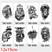 Gothic Lion Half Arm Sleeve Temporary Tattoo Stickers Set