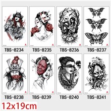 Gothic Butterfly Skull Half Arm Sleeve Temporary Tattoo Stickers Set