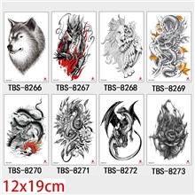 Gothic Dragon Wolf Half Arm Sleeve Temporary Tattoo Stickers Set
