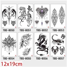 Gothic Dragon Tiger Scorpion Half Arm Sleeve Temporary Tattoo Stickers Set