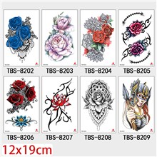 Gothic Rose Flower Half Arm Sleeve Temporary Tattoo Stickers Set
