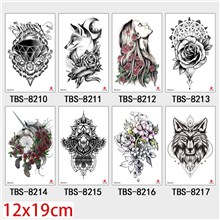 Gothic Unicorn Rose Flower Half Arm Sleeve Temporary Tattoo Stickers Set