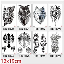 Gothic Wolf Owl Half Arm Sleeve Temporary Tattoo Stickers Set