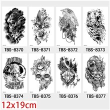 Gothic Skull Half Arm Sleeve Temporary Tattoo Stickers Set