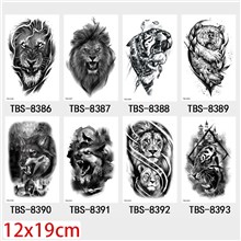 Gothic Lion Bear Dragon Half Arm Sleeve Temporary Tattoo Stickers Set
