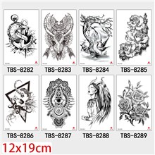 Gothic Skull ox head Half Arm Sleeve Temporary Tattoo Stickers Set