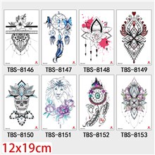 Gothic Flower Skull Lion Half Arm Sleeve Temporary Tattoo Stickers Set